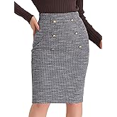 Allegra K Pencil Tweed Skirt for Women's Winter Classic Skirts