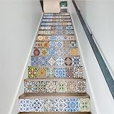 FLFK 3D Stair Tile Stickers Mural Vinyl Kitchen Bathroom Decal 39.3" x 7" 13pcs view 5