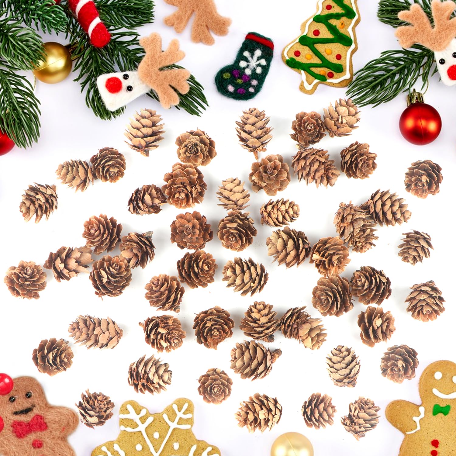 Jangostor 120 PCS Pine Cones Decorations, Natural Pine Cones Bulk - Mini Pine Cones Christmas Pine Cones for Table Christmas Tree Crafts Gifts Thanksgiving Fall and Xmas Home Decor