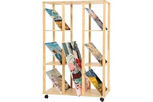 VISWIN Extra-Large Art Storage Rack with Wheels - Adjustable Wooden Drying & Display Rack for Canvas, Panels, Prints & Artworks, Multi-Tier Art Organizer for Studios & Galleries – Natural