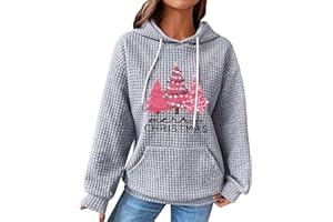 Chounliem Oversized Sweatshirts For Women Loose Fit Women's Christmas Printed Drawstring Hooded Pullover Sweatshirt Top
