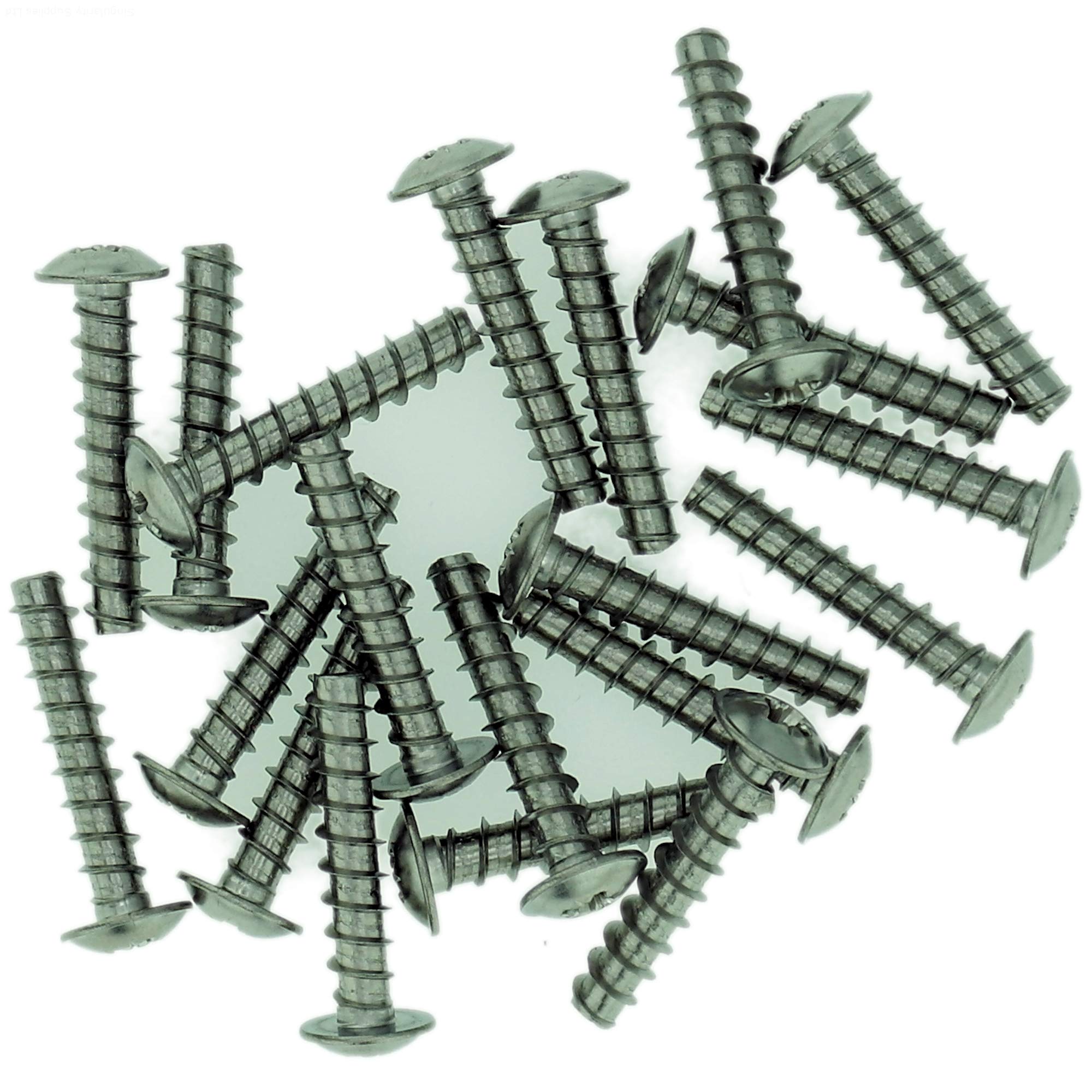D4 (4mm x 8mm) Pozi Pan Screws for Plastic (Flanged - Trilobular) - Stainless Steel (A2) (Pack of 20)