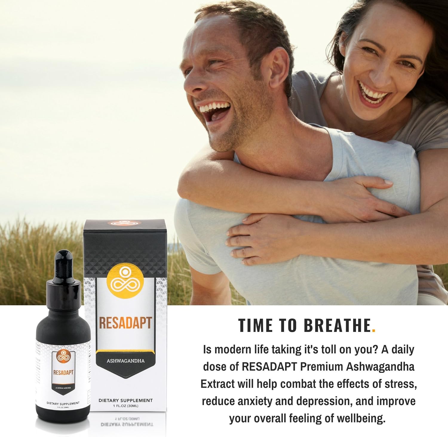 Premium Ashwagandha Supplement Resadapt - Powerful Adaptogenic Herbal Extract - Liquid Drops for Best Absorption - Non-GMO - Vegan - Immune System & Energy Boost - Anti-Anxiety Action: Health & Personal Care