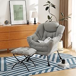 Furlide Lazy Chair with Ottoman, Modern Chair with