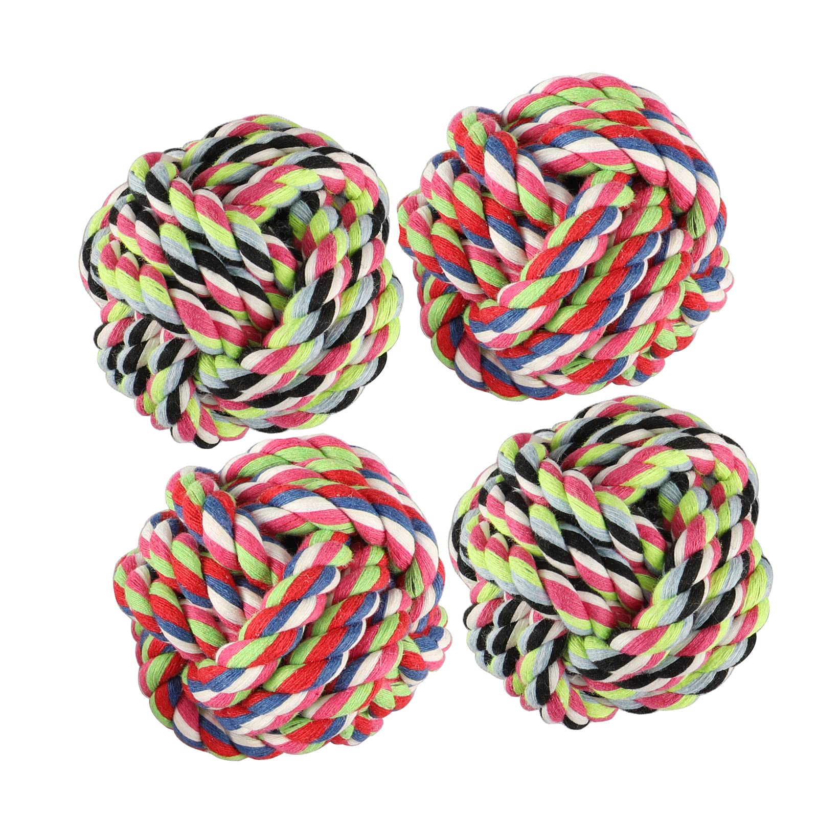 YARCHONN Dog Rope Balls Kit 4pk fun Interactive Cotton Balls for Small Medium Dogs Relieve Boredom, Chewing, Teething and Indoor Outdoor Training