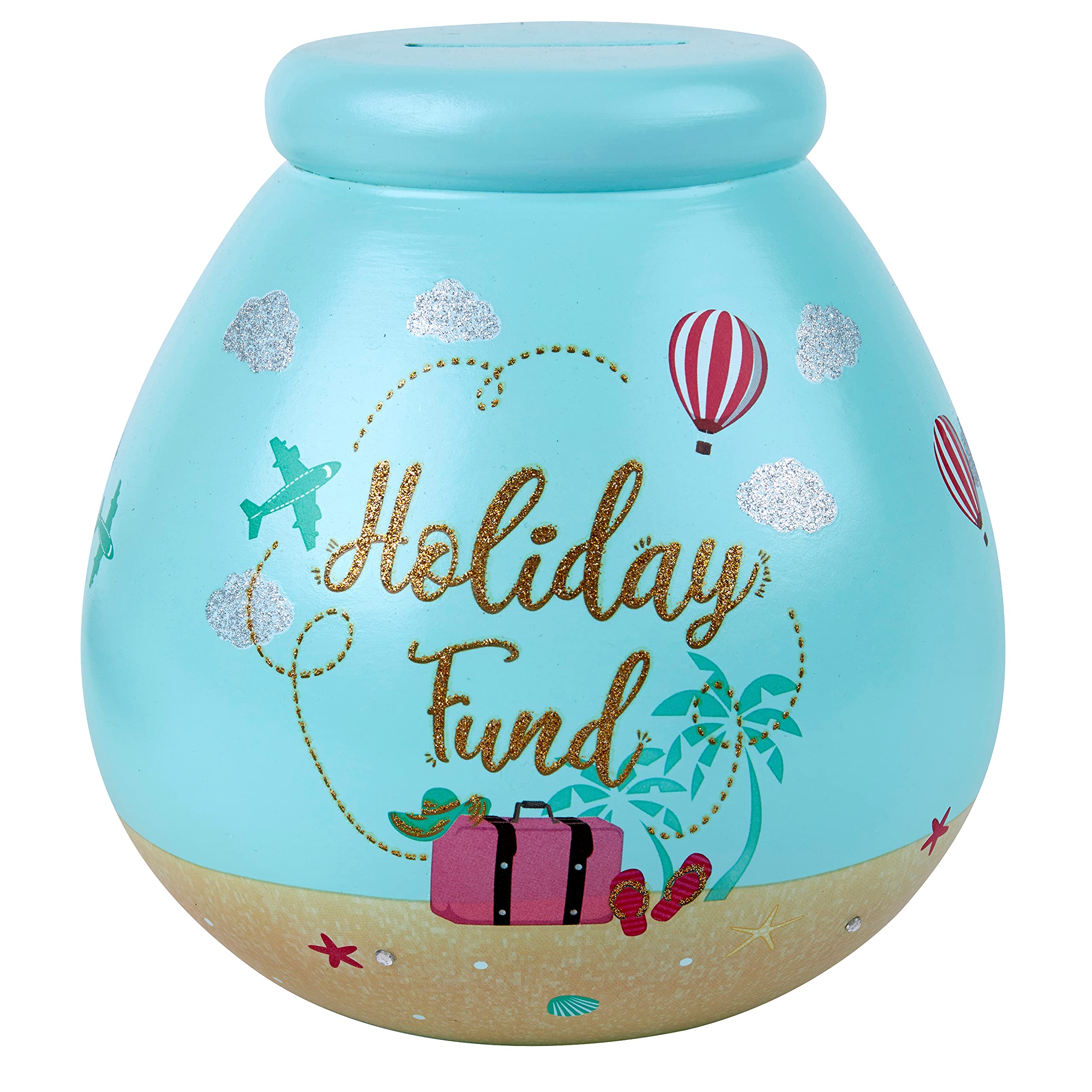 Pot of Dreams Hand Painted Holiday Fund Save And Smash Handcrafted Ceramic Money Box | Eco Freindly & Recyclable Piggy Bank With Message | Decorative Gift and Save for family Vaction & Holiday — image 1