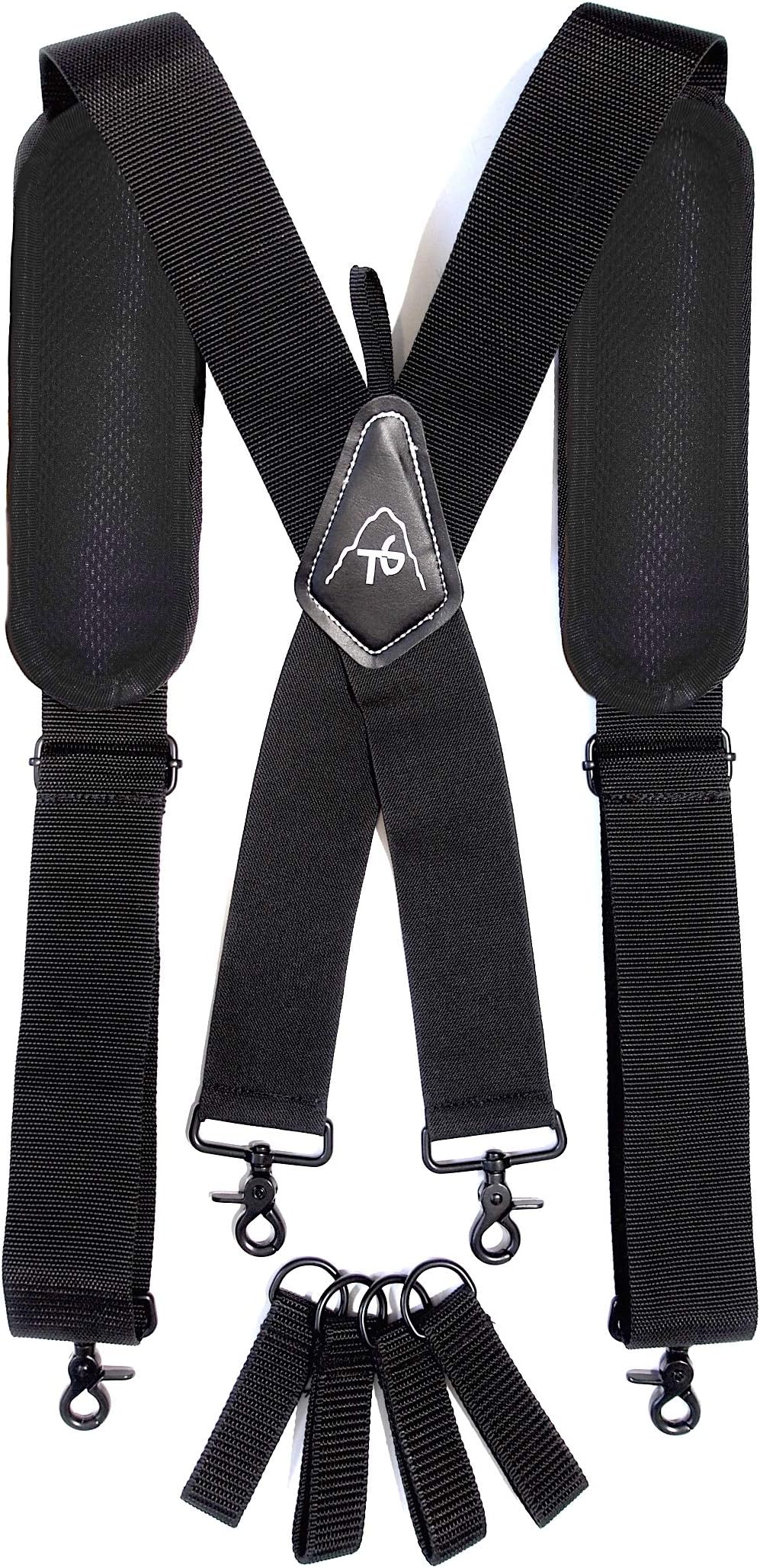 Tool Belt Suspenders- Heavy Duty Work Suspenders for Men, Tool Harness, Adjustable, Comfortable and Padded -Includes- Tool Belt Loops and Strong Trigger Snap Clips by ToolsGold