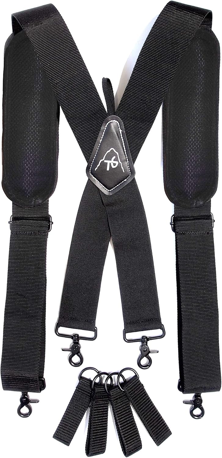 Tool Belt Suspenders- Heavy Duty Work Suspenders for Men, Tool Harness, Adjustable, Comfortable and Padded -Includes- Tool Belt Loops and Strong Trigger Snap Clips, ToolsGold: Clothing