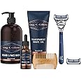 King C. Gillette Grooming Kit, 1 Razor with 2 Blade Refills,1 Oz Beard Oil, 11 Oz Beard Wash, 5 Oz Shave Gel, 1 Comb
