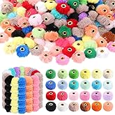 200 Pcs Fluffy Faux Fur Pom Poms Beads,Mixed Color Bulk Soft Fluffy Spacer Clear Fuzzy Beads for DIY Pens,Jewelry, Keychains,Bracelets, Handicrafts,Jewelry Accessories Gift Supplies