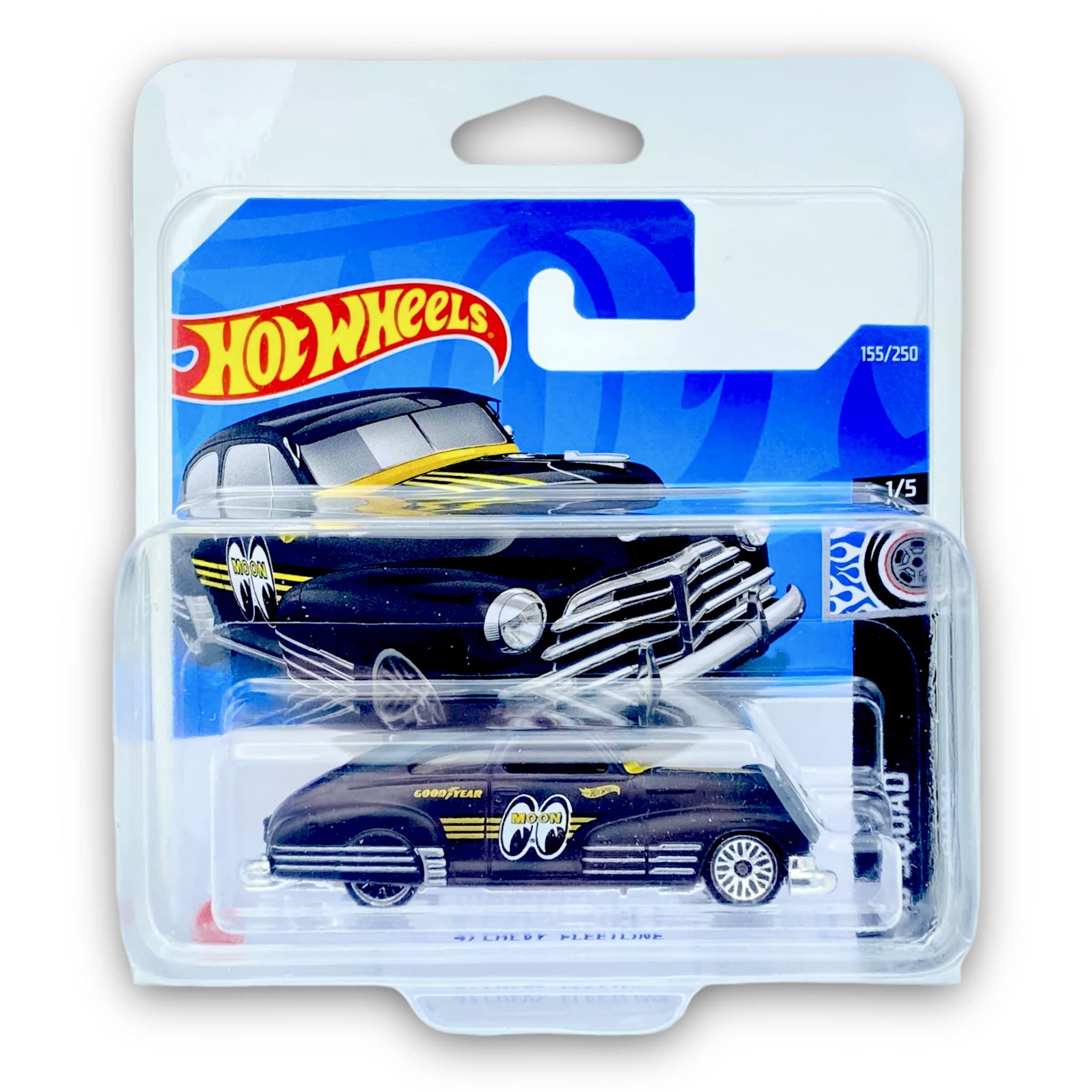 Hot Wheels '47 Chevy Fleetline (Black - Moon Eyes) 1/5 Rod Squad 2022-155/250 (Short Card) *** COMES IN A KLAS CAR KEEPER PROTECTIVE COLLECTORS CASE *** HCX50