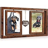 ATOBART Pet Memorial Gifts for Loss of Dog or Cat, Twin Rotating Wooden Picture Frames, Non-Slip Strip Seal - Holds 4x6 Photos, Sympathy Bereavement Remembrance Gift