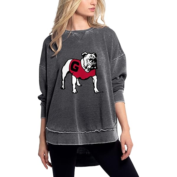 Chicka-d NCAA Women's Burnout Fleece Pullover - Oversized, Charcoal, Game Day Ready!
