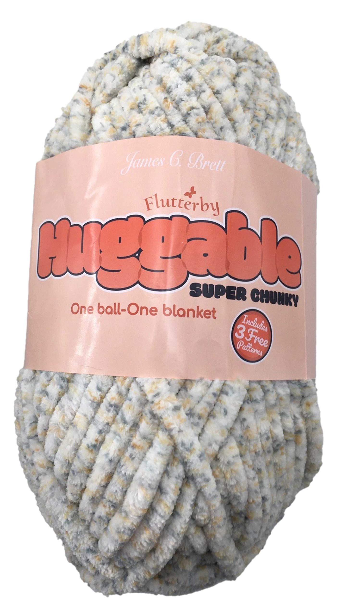 James C Brett Flutterby Huggable Super Chunky UG12 Caramel Grey Mix 250g