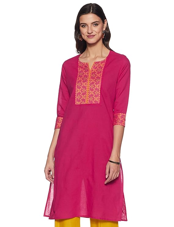 Women's Floral Print Three-quarter Sleeves Kurta