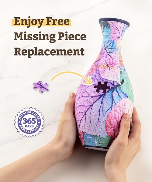 PINTOO 3D PUZZLE VASE UNIQUE FLOWER VASE MADE BY 160 CURVED PLASTIC PUZZLE PIECES HOUSE WARMING GIFT FOR FLOWER ARRANGEMENTS AND HOME DECORATION – [S1035] (TRANSLUCENT, FLOWERS AND BIRDS)