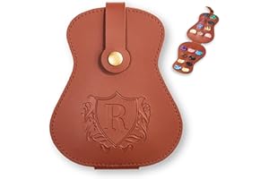 InnoBeta Personalized Guitar Picks Holder for Men, Women, PU Leather Guitar Gifts Plectrums Bag with Initials for Guitar Players, Lovers, Teacher - R