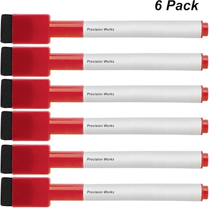 6 Pack Red Dry Erase Markers With Cap By