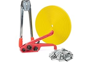 DJSUNPACKING Poly Strapping Tensioner & Cutter Manual Banding Tools Windlass for 1/2" -3/4" Width Polyester Polyproplyn Strap Kit