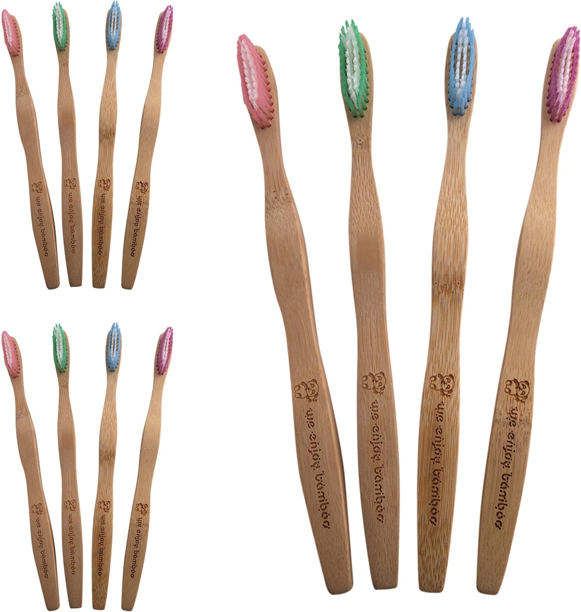 Bamboo Toothbrushes ADULT SOFT Nylon Bristles, BPA FREE, Promote Responsible Dental Care (Adult-12 Pack)
