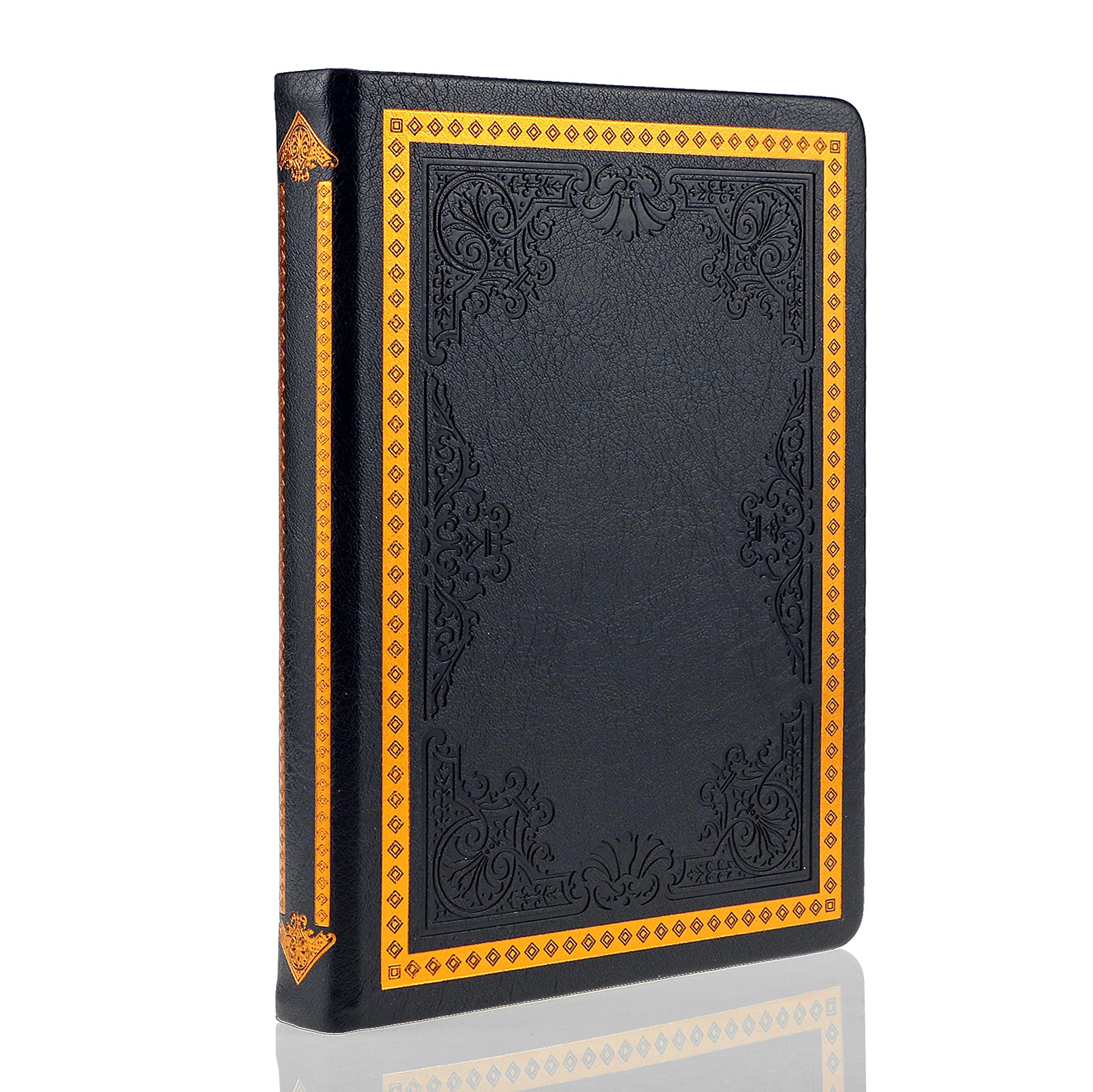 MAZERAN Bible Journal Notebook, PU Leather Hard Cover Retro Embossed Travel Journal Writing Notebook, College Lined Personal Planner 5.5 x 7.7" Gift for Men Women Teens