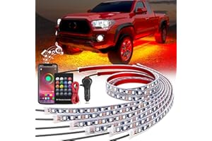 Nilight 6Pcs Car Underglow Neon Accent Strip Lights 300 LEDs RGB Multi Color DIY Sound Active Function Music Mode with APP Control and Remote for Van SUV Truck
