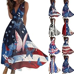 CHRATLHI 4th of July Dress Women Sexy Sleveless