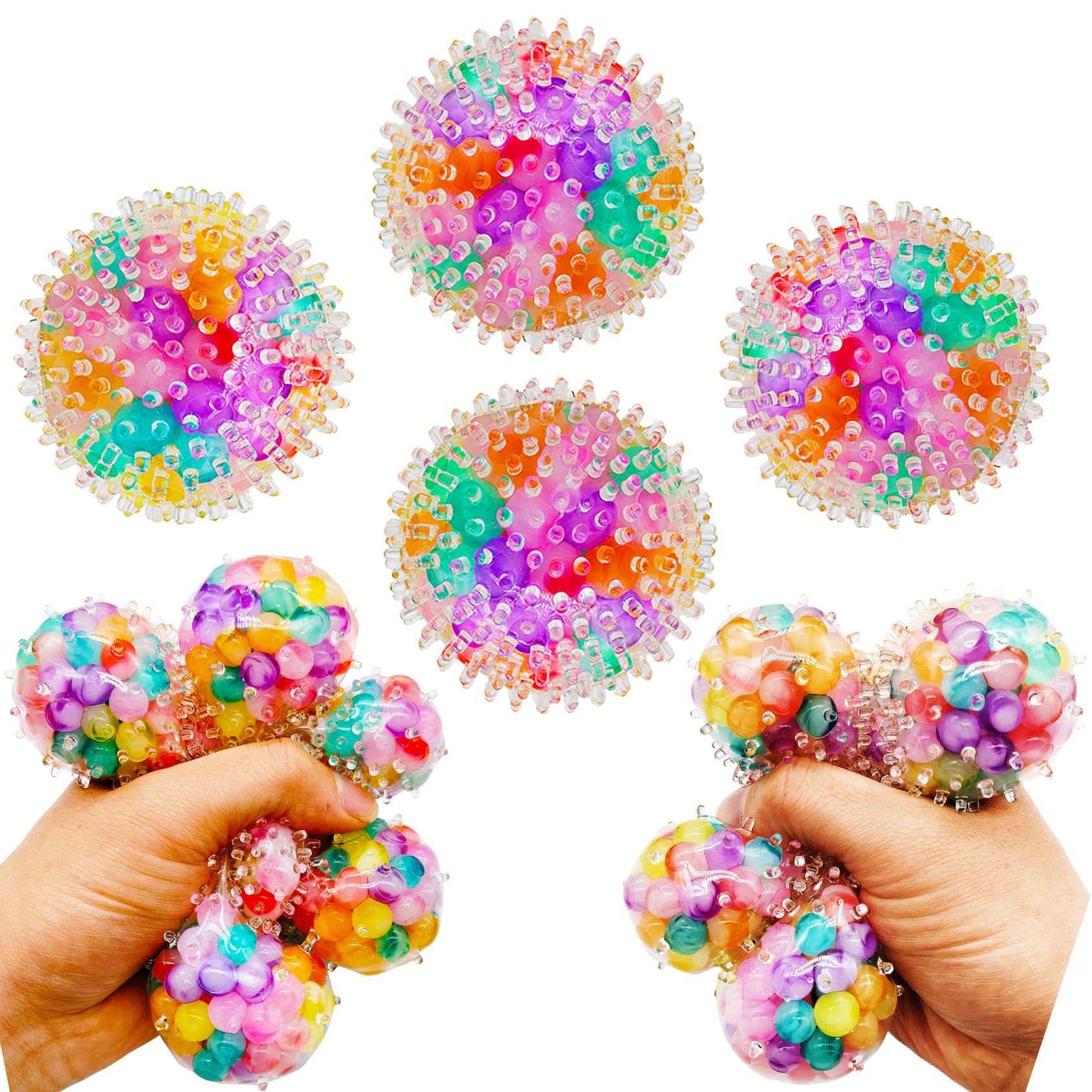 Photo 1 of 4 Pcs Squishy Stress Balls Fidget Toys for Adults, Stress Relief Squeeze Fidget Balls Set for Party Favors Birthday and Goodie Bag Stuffers