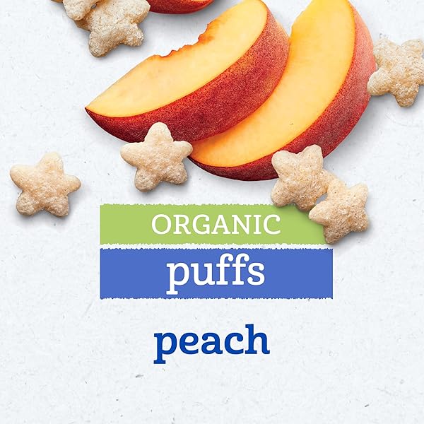 GERBER BABY SNACKS, ORGANIC PUFFS, PEACH, BABY FOOD, 1.48 OUNCE