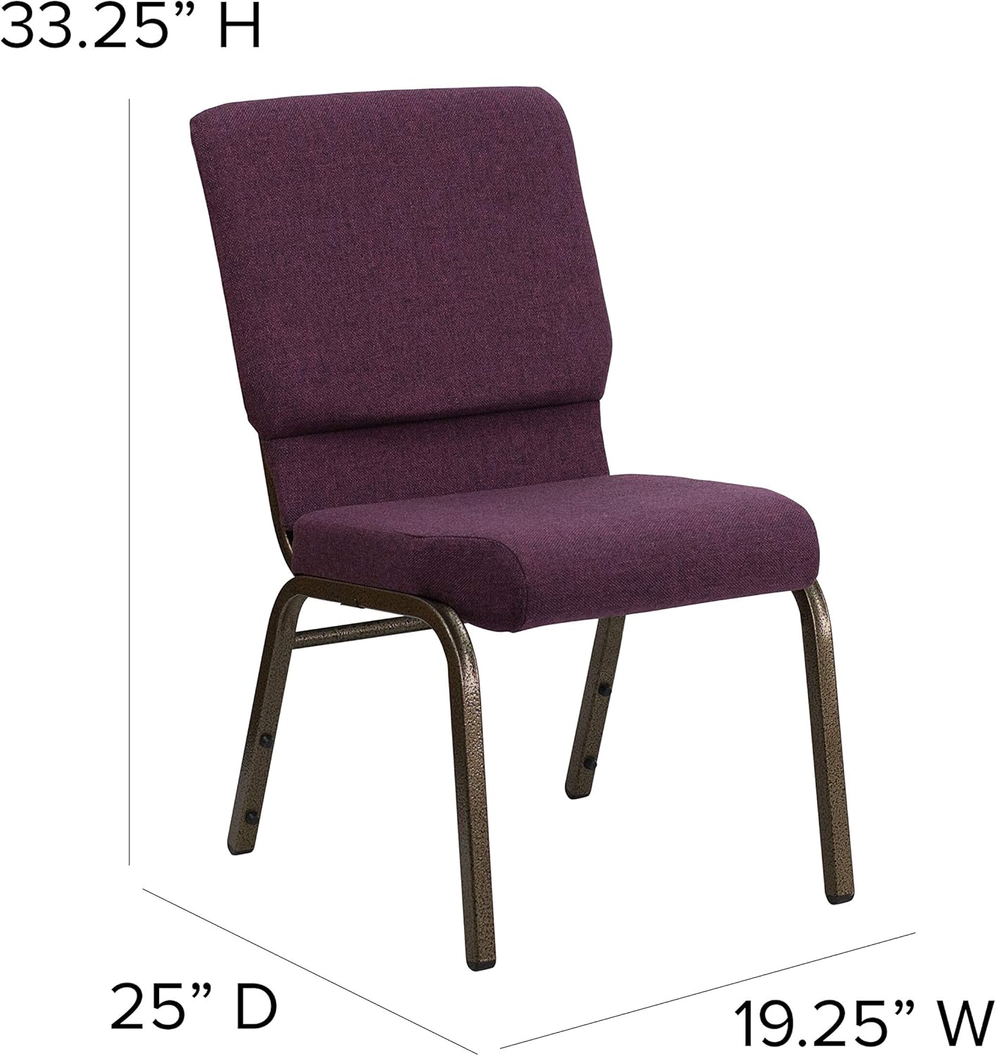 Flash Furniture HERCULES Series 18.5''W Stacking Church Chair in Plum Fabric - Gold Vein Frame: Furniture & Decor