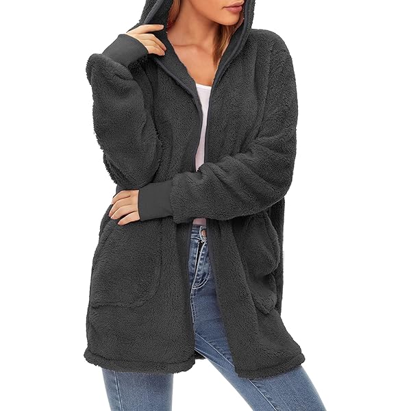 White Fur Jacket UNeedVog Women's Faux Fur Coat Long Hooded Faux