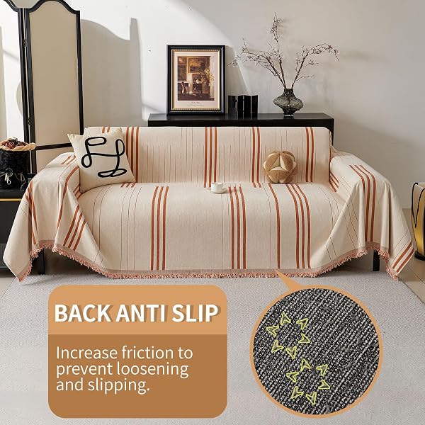 AKPGQ BOHO COUCH COVERS FOR SOFA WASHABLE SOFA COVERS FOR 3 CUSHION COUCH SOFT NON SLIP COUCH COVERS FOR SECTIONAL SOFA DOG PET FURNITURE PROTECTOR﻿ (ORANGE, 91″*134″)