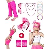obeoby 80s 90s Party Lace Headband Necklace Accessory Sets Masquerade Retro Party