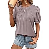 ATHMILE Womens Cute Summer Tops Puff Short Sleeve Shirts Dressy Blouses Trendy Business Casual Outfits