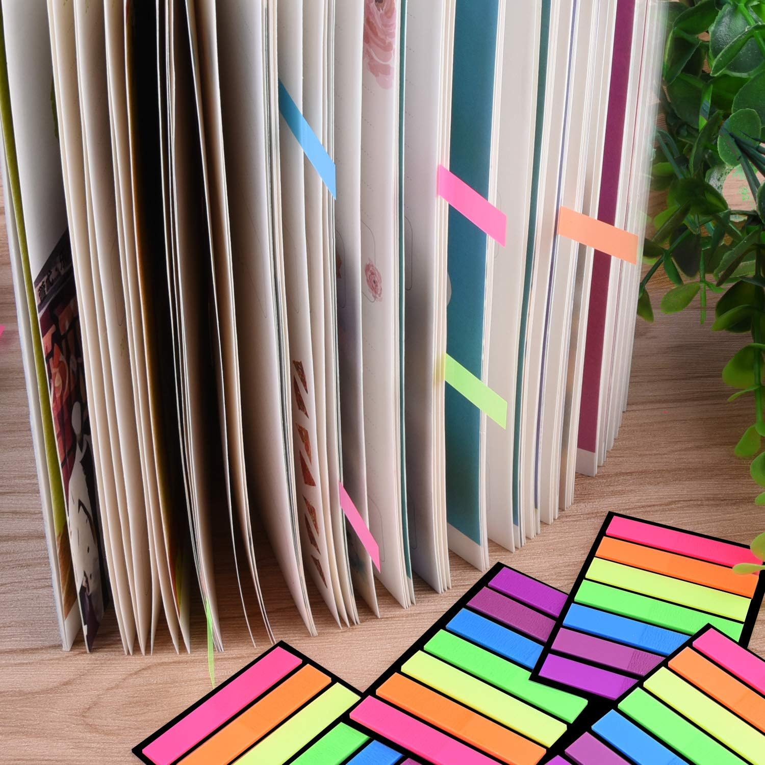 SIQUK 4200 Pieces Page Marker Tabs Colored Sticky Page Tabs Page Flags Fluorescent Tape Flags Index Tabs, 30 Sets 7 Colors : Office Products