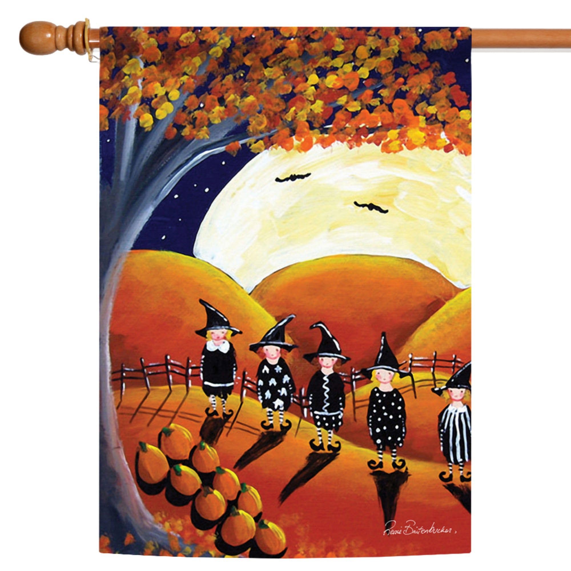Toland Home Garden Full Moon Coven 28 x 40 Inch Decorative Fall Halloween Witch House Flag