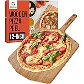 Chef Pomodoro Bamboo Pizza Peel, Lightweight Wooden Pizza Paddle and Serving Board for Baking Homemade Pizza and Bread, Pizza