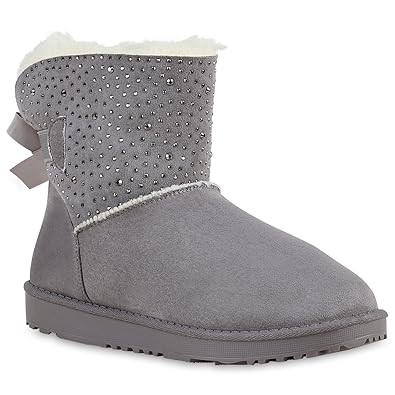 Stiefelparadies Damen Stiefeletten Schlupfstiefel Warm Gefüttert Flandell