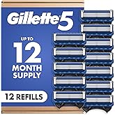 Gillette5 Mens Razor Blade Refills, 12 Count, Lubrastrip for a More Comfortable Shave