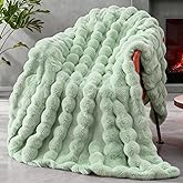 Faux Fur Throw Blanket for Couch, 1000 GSM Cozy Fuzzy Fluffy Soft Plush Thick Bubble Sherpa Blanket for Sofa Bedroom Living Room, Mothers Day Birthday Gifts for Women Home Decor