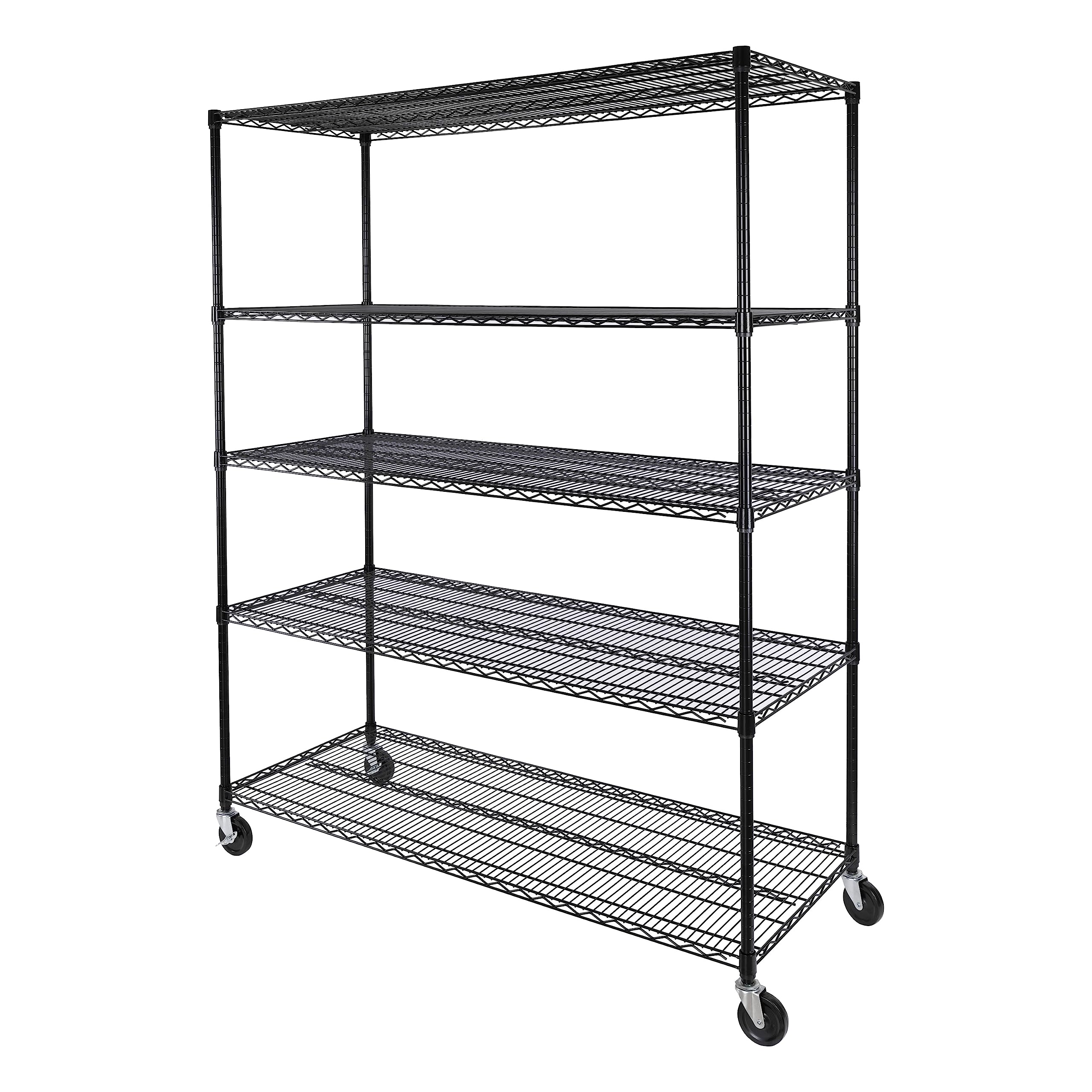 Photo 1 of ** MANUAL AND HARDWARE INCLUDED ** Seville Classics UltraDurable Heavy Duty NSF Solid Steel Wire Rack Storage Unit, Organizer for Garage, Warehouse, Office, Restaurant, Classroom, Kitchen, Black, 5-Tier Shelving, 60" W x 24" D