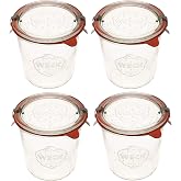 Weck Einmachgl&auml;ser 742-19 6 fl. oz Weck Formgl&auml;ser aus transparentem Glas &ndash; Umweltfreundliches Einmachglas &ndash; Frischhaltedosen mit Deckel luftdicht &ndash; 1/2 Liter Gl&auml;ser Set &ndash; 4 St&uuml;ck Gl&auml;ser mit Deckel