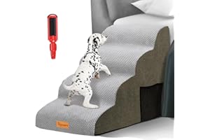 Topmart 4 Tiers Foam Dog Stairs/Steps for Small Dogs,Non-Slip Dog Ramp with Waterproof Cover,High Density Foam Pet Stairs/Ladder,Best for Dogs Injured,Older Cats,Pets with Joint Pain,20.5”H