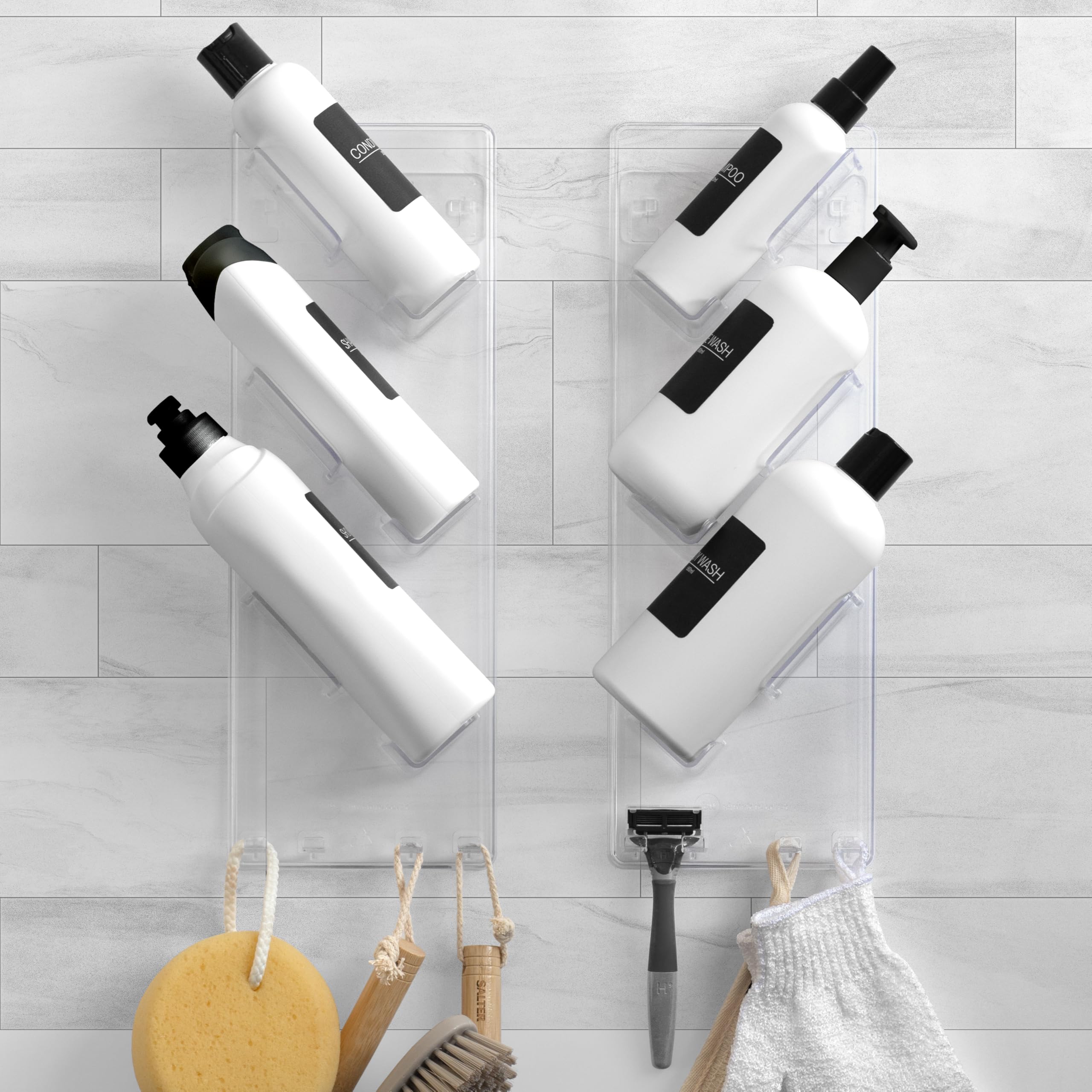S.B.Weston Shower Caddy 3XL (2 Pack) - Rustproof, No Drilling, No Suction Cups - Stores & Organises Large Shampoo & Conditioner Bottles - Bathroom Storage Rack