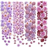 Geosar 120 Pcs Artificial Flowers Bulk Mini Silk Flower for Crafts Fake Small Flowers Heads Floral Arrangement Decor for Spring DIY Wreath Wedding Bouquet Decoration(Purple,Coquette Style)