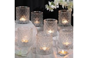 MATAHUM 8Pcs Large Votive Candle Holders Clear Tea Light Candle Holders Glass Candle Holder for Wedding, Bridal Shower, Table Centerpiece, Party, Home Decor