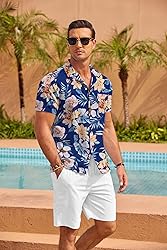 COOFANDY Mens Hawaiian Shirt Short Sleeve Floral