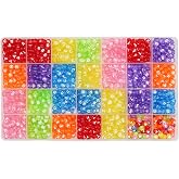 Melius Acrylic Clear Color Letter Beads, 4x7mm, 1450 Pcs | Transparent Colorful Round Alphabet and Heart Beads, 28 Grid Box, For Jewelry Making, DIY Bracelets, Necklaces, Key Chains