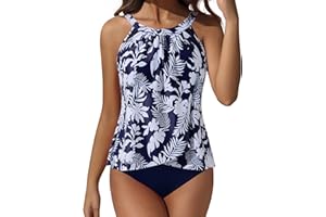 SUUKSESS Women Tummy Control Tankini Bathing Suit Ruffle High Waisted Swimsuit