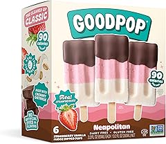GoodPop - Neapolitan Strawberry Vanilla Fudge Dipped Pops - Non-GMO, Gluten Free, 6 Count
